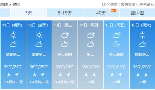 恩施天气预报一周7天_恩施40天天气预报